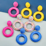 Summer Raffia Round Dangle Earrings Women's Earrings