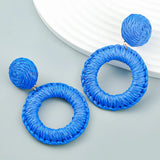 Summer Raffia Round Dangle Earrings Women's Earrings