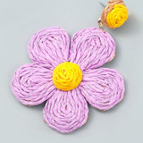 Metal Raffia Floral Earrings Exaggerated Pendant Party Accessories