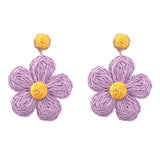 Metal Raffia Floral Earrings Exaggerated Pendant Party Accessories