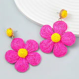 Metal Raffia Floral Earrings Exaggerated Pendant Party Accessories