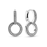 Pav? Double Hoop Earrings Clover Heart-Shaped Diamond Circle 299411C01