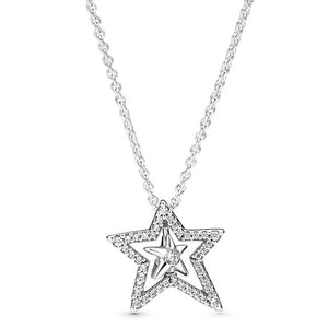 Asymmetric Star Hearts of Love 925 Silver Necklace Charm DIY Jewelry