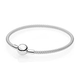 Pave Barrel Love Heart Clasp Bangle 925 Silver Charm Bracelet