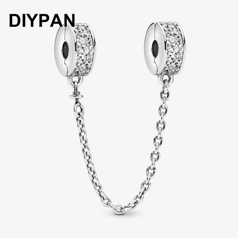 Pave Clip Safety Chain for Bracelet Charm Pendant