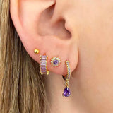 Crystal Hoop Earrings Sterling Silver Zircon Huggie Party Jewelry