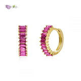 Crystal Hoop Earrings Sterling Silver Zircon Huggie Party Jewelry