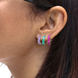Crystal Hoop Earrings Sterling Silver Zircon Huggie Party Jewelry
