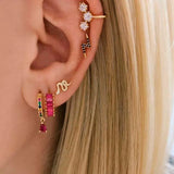 Crystal Hoop Earrings Sterling Silver Zircon Huggie Party Jewelry