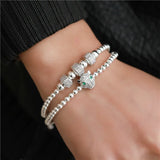Leopard Head Charm Bracelet Sets Adjustable Copper Beads Couple Bracelets