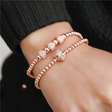 Leopard Head Charm Bracelet Sets Adjustable Copper Beads Couple Bracelets