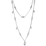 925 Silver Pave Daisy Flower Chandelier Y-necklace