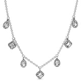 925 Silver Pave Daisy Flower Chandelier Y-necklace