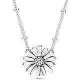 925 Silver Pave Daisy Flower Chandelier Y-necklace