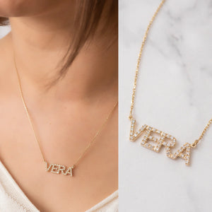 Custom Diamond Name Necklace, Personalized Gift for Her
