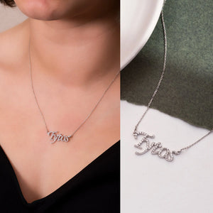Custom Pave Diamond Name Necklace for Women