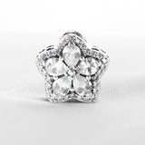 Pave Flower Star CZ Charm for Bracelet Bangle DIY Jewelry Bead