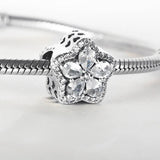 Pave Flower Star CZ Charm for Bracelet Bangle DIY Jewelry Bead