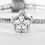 Pave Flower Star CZ Charm for Bracelet Bangle DIY Jewelry Bead