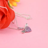 Heart & Angel Wings Pendant Necklace 925 Sterling Silver for Women