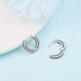 Heart Hoop Earrings 925 Silver CZ Wedding Jewelry Brincos 15mm