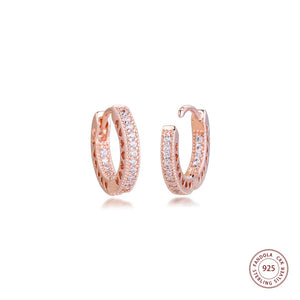 Heart Hoop Earrings 925 Silver Rose Crystal Brincos Femmes