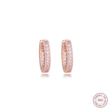 Heart Hoop Earrings 925 Silver Rose Crystal Brincos Femmes