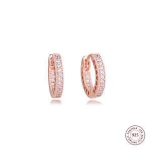 Heart Hoop Earrings 925 Silver Rose Crystal Brincos Femmes