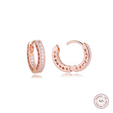 Heart Hoop Earrings 925 Silver Rose Crystal Brincos Femmes