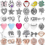 Heart Star Daisy Flower Locket Charm 925 Sterling Silver Beads