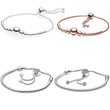 925 Sterling Silver Heart & Star Bead Bracelet