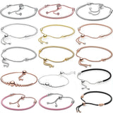 925 Silver Heart & Star Bead Bracelet Sliding Clasp