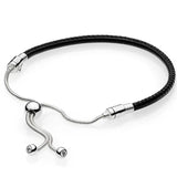 925 Silver Heart & Star Bead Bracelet Sliding Clasp