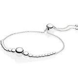 925 Silver Heart & Star Bead Bracelet Sliding Clasp
