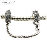 925 Silver Pave Safety Chain Beads for European Bracelets