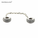 925 Silver Pave Safety Chain Beads for European Bracelets