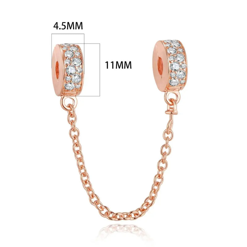 Rose Sparking Beads Safety Chain for European Bracelets DIY