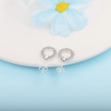 Pave & Logo Circle Reversible Stud Earrings Sterling Silver