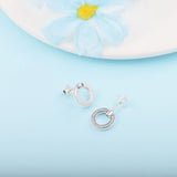 Pave & Logo Circle Reversible Stud Earrings Sterling Silver