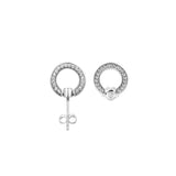 Pave & Logo Circle Reversible Stud Earrings Sterling Silver