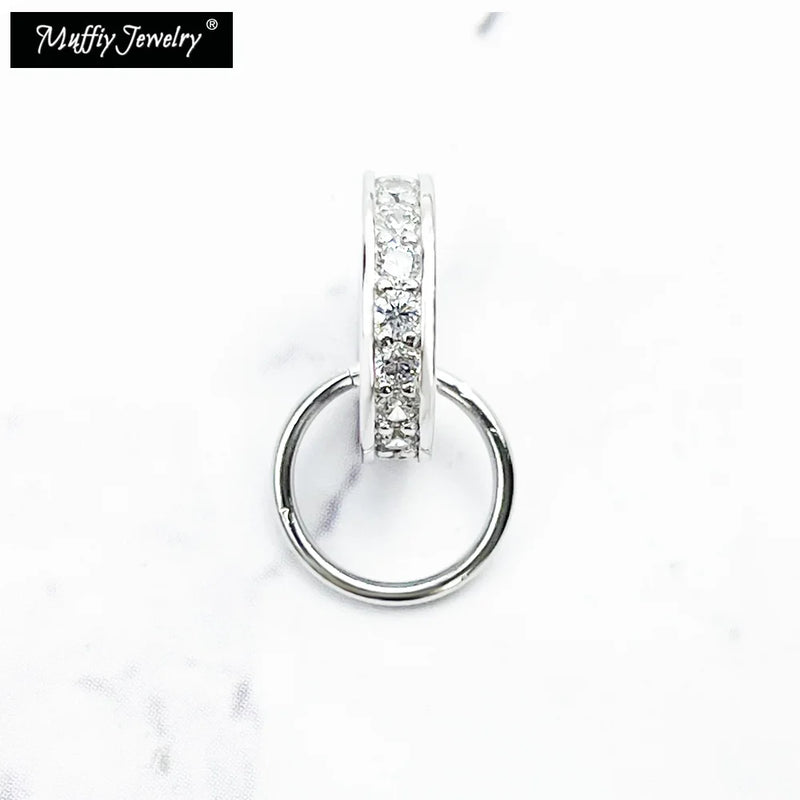 925 Silver Round Charms Carrier with Zirconia Jewelry Accessory
