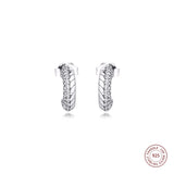 Snake Chain Hoop Earrings 925 Silver Clear CZ