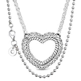 925 Silver Open Heart Collier Necklace for Women