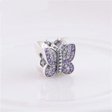 Clear & Purple Butterfly Rose Beads for Charms Bracelets Silver 925