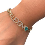 Zircon Heart Name Bracelet Stainless Steel Birthstone