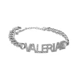 Zircon Heart Name Bracelet Stainless Steel Birthstone