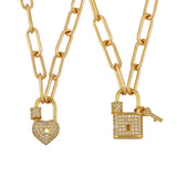 Heart Shape Zirconia Padlock Necklace for Women