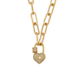 Heart Shape Zirconia Padlock Necklace for Women