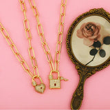 Heart Shape Zirconia Padlock Necklace for Women