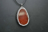 Paved Crystal Beads Red Agate Slab Pendant Leather Cord Chains Necklace
